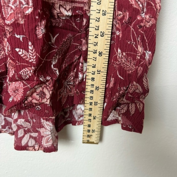 Knox Rose Red Floral Womens Long Sleeve Dress bohemian V-neck above knee - Picture 7 of 10